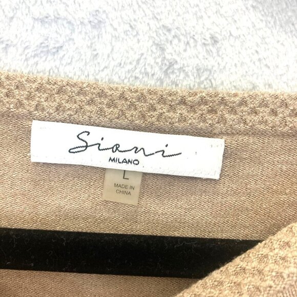 Sioni Milano Lace Balloon Sleeve Knit Sweater Top Womens Large L Tan Neutral - Picture 3 of 12